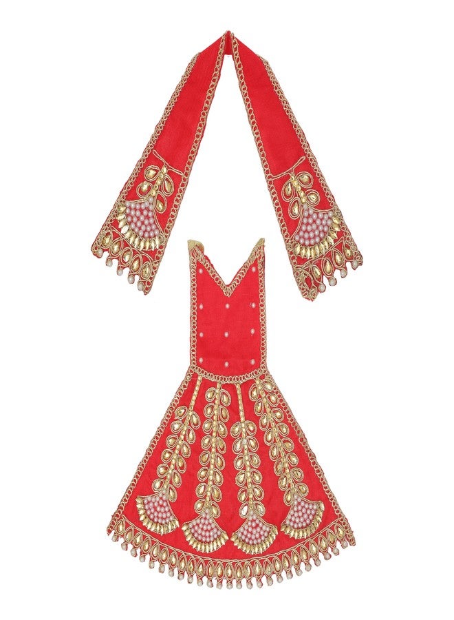 Aditri Creation Decorative Laxmi Durga Devi MATA Dress poshak vastra Cloth lehanga Chunari for God Idol Statue for Home Temple Pooja Item Indian Traditional Festival Navratri Special Dress(Size:-5.5")(Red) - Image 1
