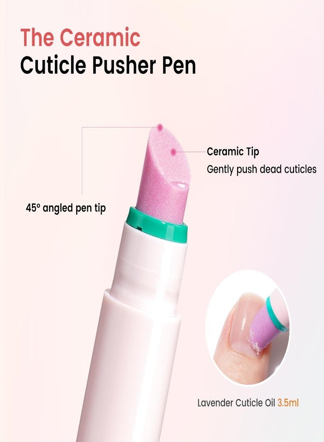 Rosiour Ceramic Cuticle Oil Pusher Pen - Cuticle Remover Kit for Nails, Nail Care Tool with Nail Clipper Nail Buffer for Hangnails, Dry & Damaged Nails, Moisturize Strengthen Brighten - Image 3