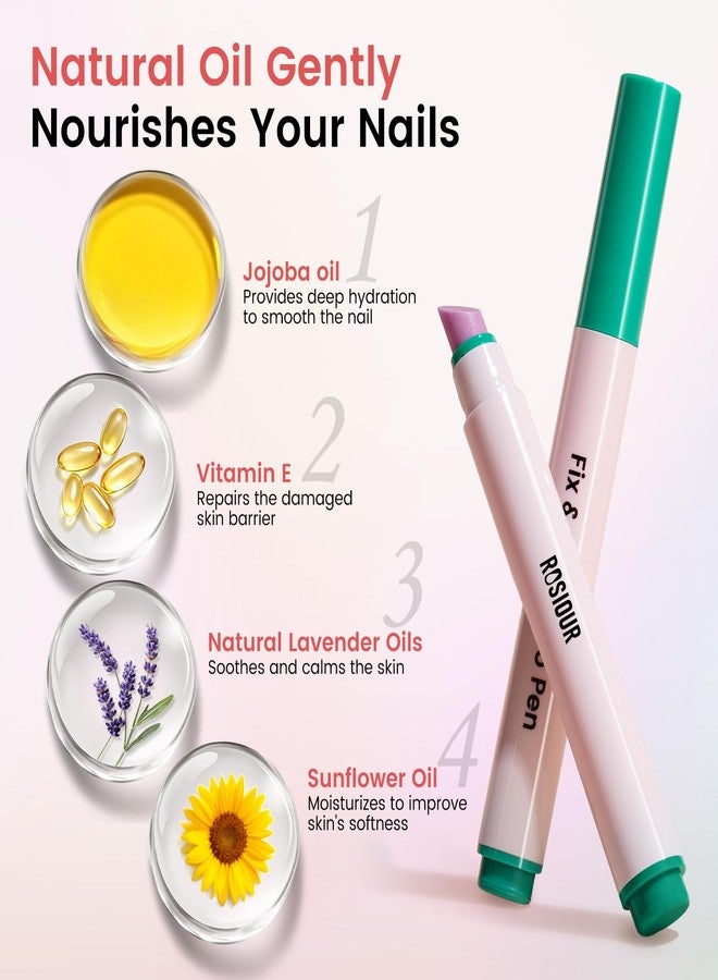 Rosiour Ceramic Cuticle Oil Pusher Pen - Cuticle Remover Kit for Nails, Nail Care Tool with Nail Clipper Nail Buffer for Hangnails, Dry & Damaged Nails, Moisturize Strengthen Brighten - Image 4