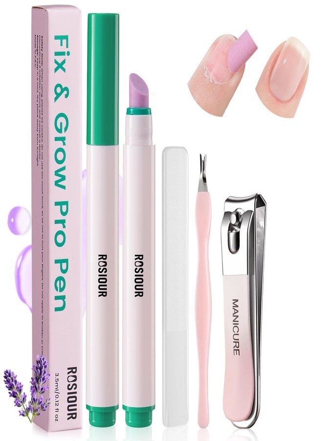 Rosiour Ceramic Cuticle Oil Pusher Pen - Cuticle Remover Kit for Nails, Nail Care Tool with Nail Clipper Nail Buffer for Hangnails, Dry & Damaged Nails, Moisturize Strengthen Brighten - Image 1
