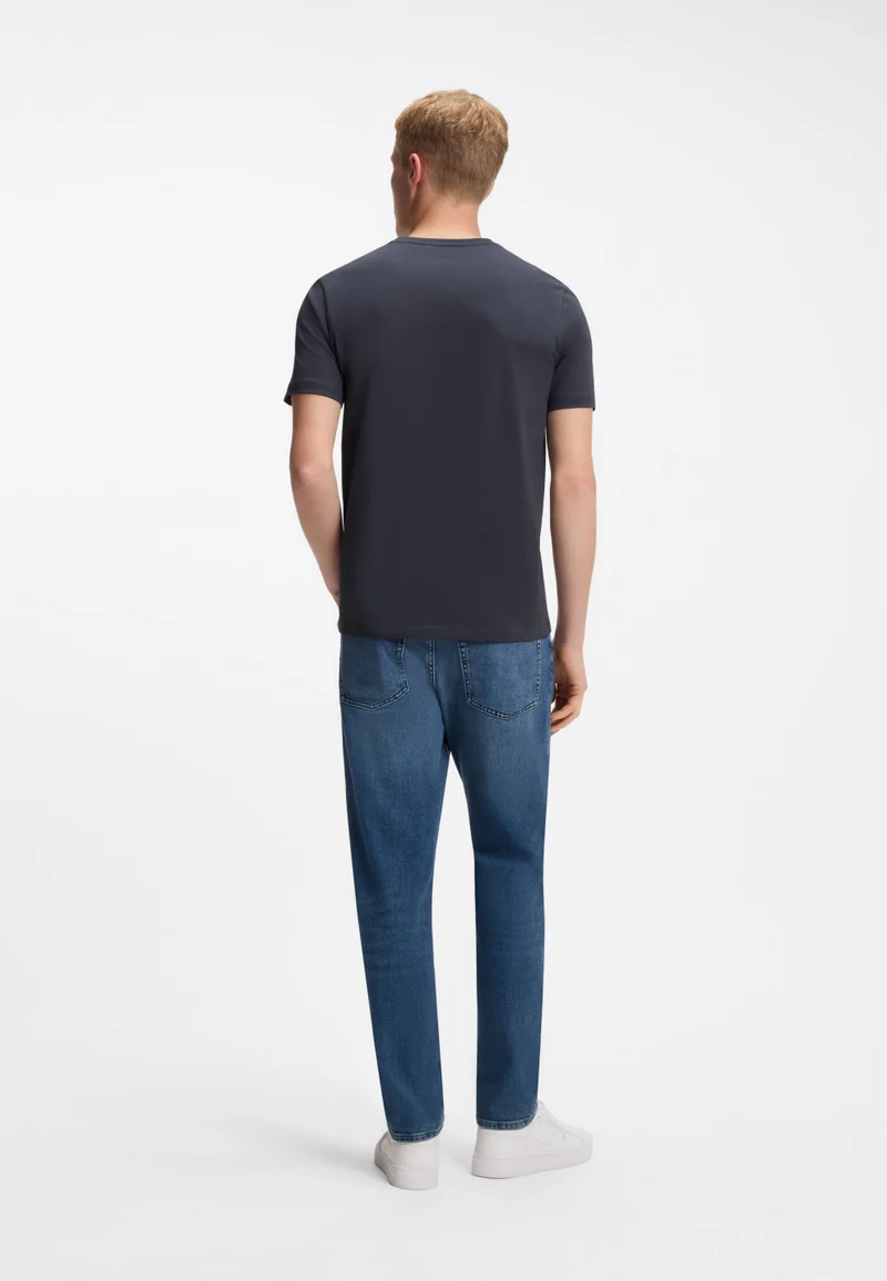 BOSS Dark Blue Cotton-jersey T-shirt with logo patch for Men | Best Price UAE