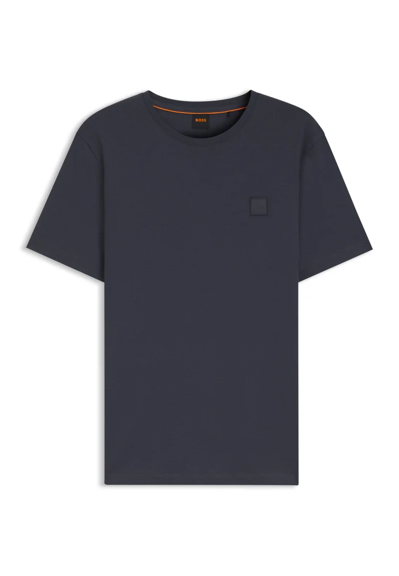 BOSS Dark Blue Cotton-jersey T-shirt with logo patch for Men | Best Price UAE