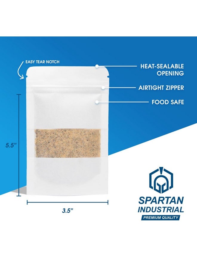 Spartan Industrial Spartan Industrial - 3.5" X 5.5" White Resealable Stand-Up Pouches - Pack of 1000 Small Smell-Proof Food Pouch Bags for Packaging, Pet Treats, Cosmetics, and More  - Image 2