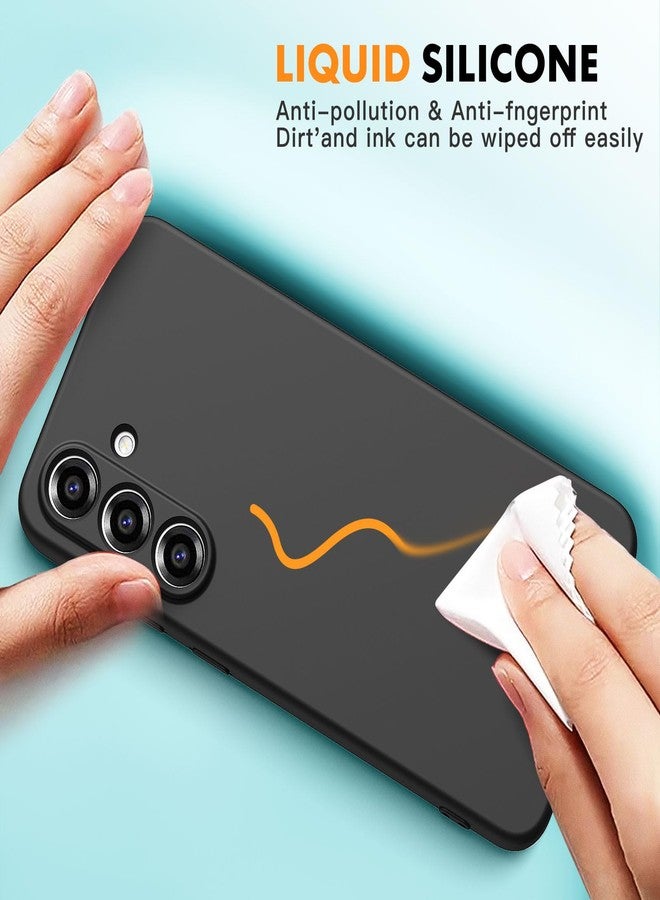 Vansdon for Samsung Galaxy S25 FE Case, Soft TPU Liquid Silicone Phone Case with 2 Screen Protectors, Military-Grade Protection Shockproof Slim Phone Cover-Black - Image 2