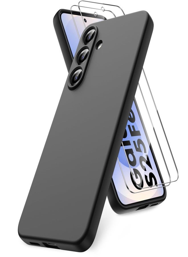 Vansdon for Samsung Galaxy S25 FE Case, Soft TPU Liquid Silicone Phone Case with 2 Screen Protectors, Military-Grade Protection Shockproof Slim Phone Cover-Black - Image 1