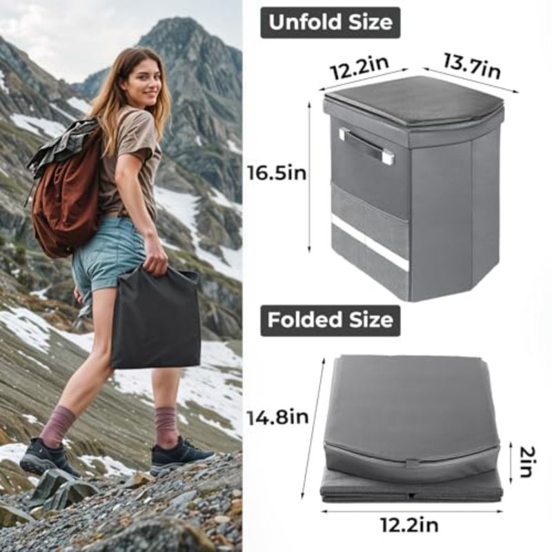 2026 Upgraded XL Portable Toilet for Adults, Tall Camping Toilet with Lid and Convenient Carry Bag, Portable Potty for Camping, Hiking, Car Travel, Truck, RV, Boating, Road Trips, Beach - Image 2