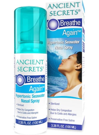 ANCIENT SECRETS ANCIENT SECRETS Saline Nasal Spray - Breath Again Hypertonic Seawater Nasal Spray, Allergy & Sinus Relief, Nasal Congestion Moisturizer, 3.38 Fl Oz 