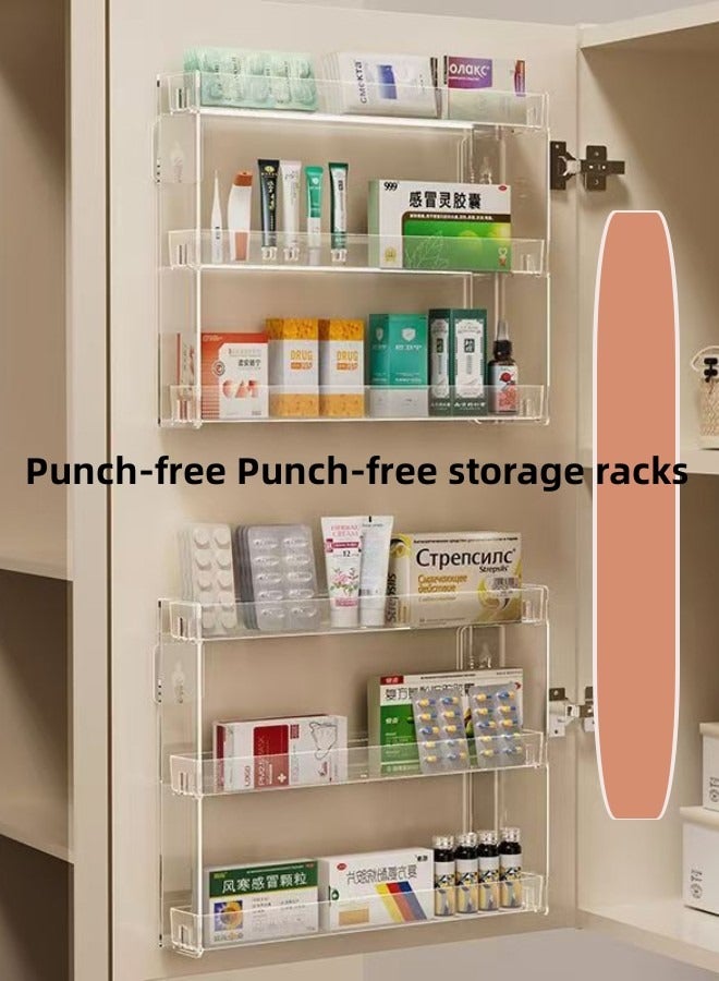 لوكسا حامل عرض من الأكريليك بثلاثة طوابق، حامل تخزين معلق على الحائط بدون مسامير، حامل عرض للعطور، حامل تخزين لمنتجات العناية بالبشرة ومستحضرات التجميل، خزانة تخزين في الحمام، حامل تنظيم لسطح مكتب التجميل - Image 2