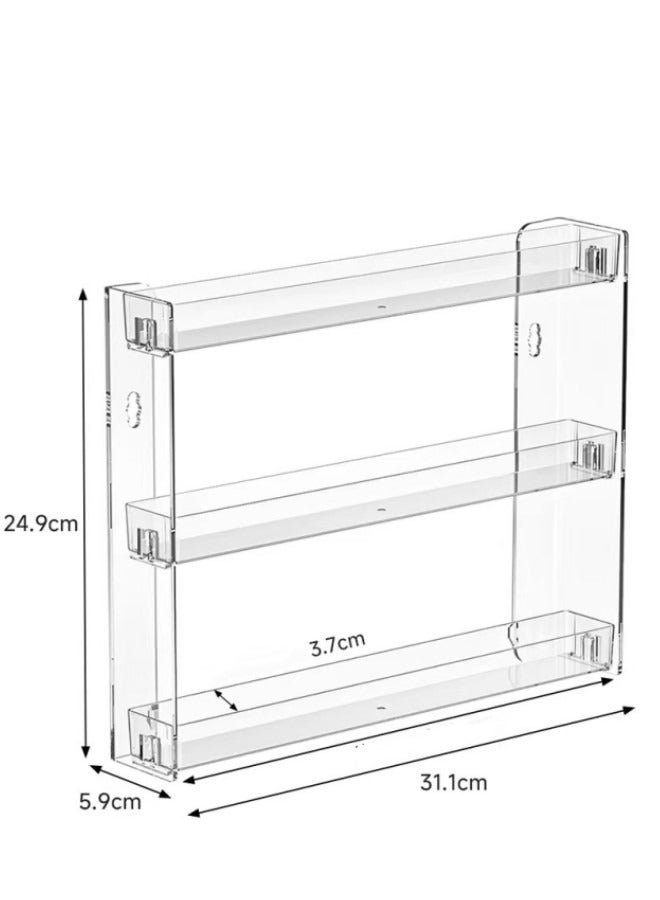 لوكسا حامل عرض من الأكريليك بثلاثة طوابق، حامل تخزين معلق على الحائط بدون مسامير، حامل عرض للعطور، حامل تخزين لمنتجات العناية بالبشرة ومستحضرات التجميل، خزانة تخزين في الحمام، حامل تنظيم لسطح مكتب التجميل - Image 4