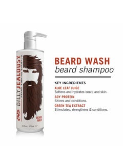Billy Jealousy Beard Wash for Smooth, Manageable & Frizz-free Facial Hair, Beard Care Enriched with Hydrating Aloe & Strengthening & Conditioning Green Tea Extract, 16 Fl Oz  - Image 3