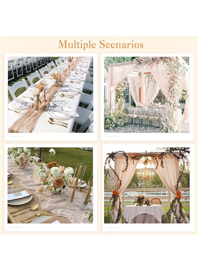 الوجبة مفرش طاولة من القماش القطني، قلادة قوس تزيين الزفاف، مفرش طاولة من القماش القطني البوهيمي لحفلات الزفاف وحفلات استقبال المولود الجديد وحفلات أعياد الميلاد وديكور طاولة بوهو شفاف ريفي - Image 5