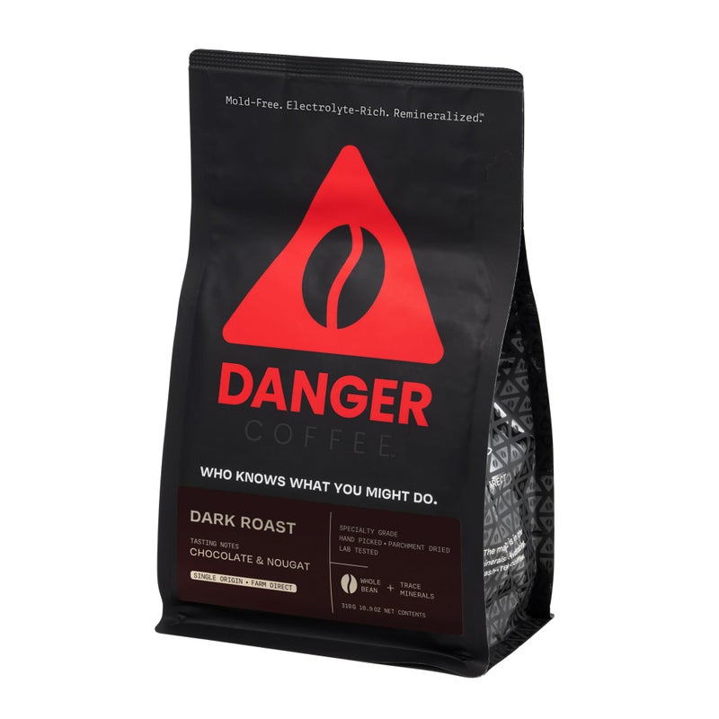 Danger Coffee by Dave Asprey, Remineralized, Mold Free & Lab Tested Whole Bean Coffee, Dark Roast, 10.9 Ounce - Image 1
