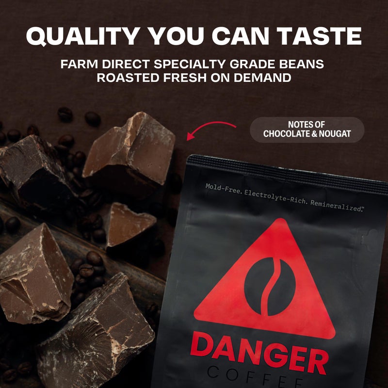 Danger Coffee by Dave Asprey, Remineralized, Mold Free & Lab Tested Whole Bean Coffee, Dark Roast, 10.9 Ounce - Image 5