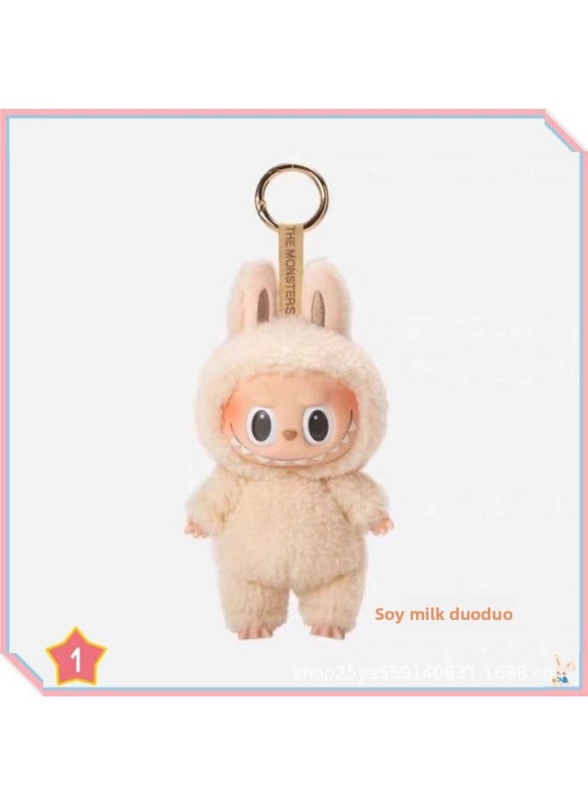 Labubu Macaron Vinyl Face Plush Toy Collectible Figure Hanging Ornament Youth Animal Cartoon Stuffed Doll Fibre Cotton Filling-Color:White  - Image 1