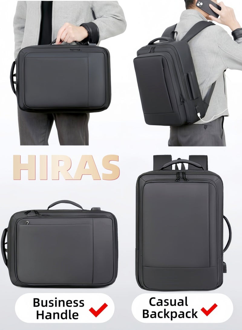 Hiras 15.6 Inch Expandable Laptop Backpack, Business Travel Anti Theft Backpack with USB Charging Port, Waterproof Computer Bag for Men & Women, Work College Daypack - Image 2