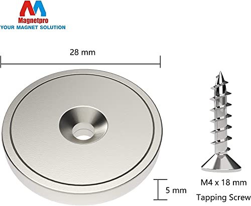 Magnetpro 6 Pieces Neodymium Magnets 55 LB Force Size 1.10"*0.20" with Steel Capsule, Countersunk Head Pot Neodymium Magnet with Screws - Image 3