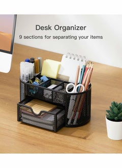 Excefore Mesh Desk Organizer Multifunctional Desktop Organizer Office Supplies Holder  - Image 3