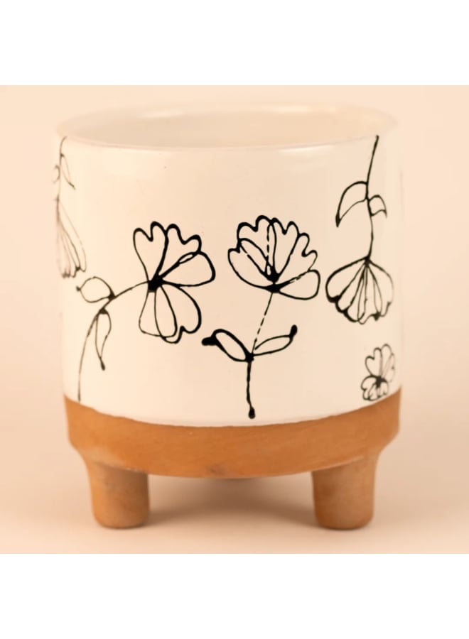 Handmade pottery empty pot - white - 13*11 cm