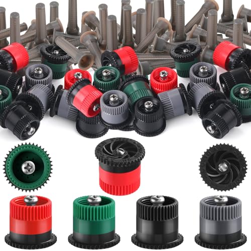 Honoson 16 Pcs Variable Arc Nozzle Radius High Efficiency Replacement Pop up Sprinkler Heads Compatible with Rainbird Hunter Orbit Popup Sprinklers 10121517 VanRedGreenBlackGray - Image 1