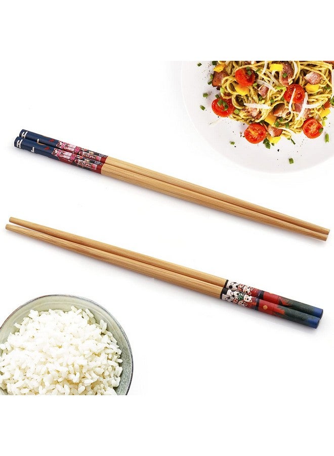 GLAMFIELDS 10Pairs Handmade Natural Bamboo Chopsticks Healthy Asian Japanese Korean Noodles Sushi Chopsticks Set Reusable Gift Tableware-Cute Cat Drawing - Image 4