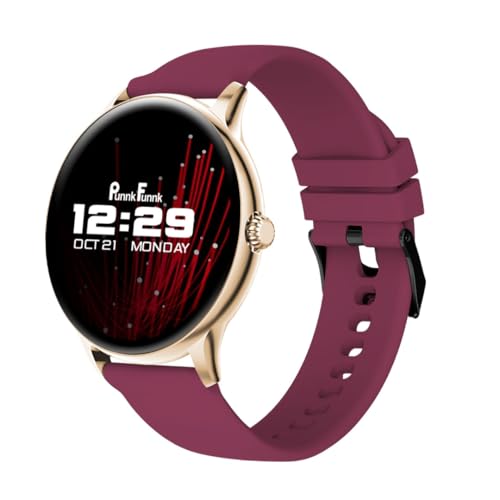 PunnkFunnk Glavito Round Dial Smartwatch 1.49" AMOLED Display, 100+ Sports Modes, IP67, Health Tracking, Bluetooth Calling, Functional Crown Control, 100+ Watch Faces for Men & Women (Maroon) - Image 1