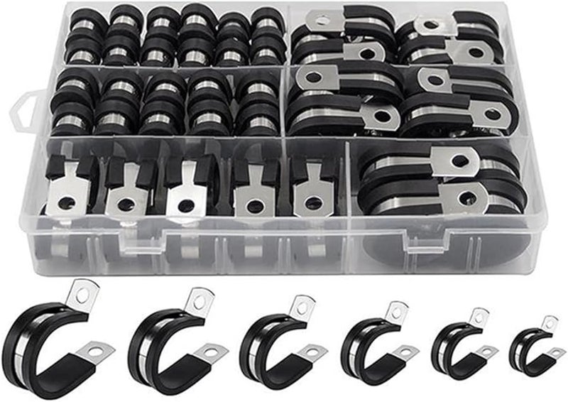 مجموعة مشابك الكابلات من الفولاذ المقاوم للصدأ 6 أحجام للأنابيب والأنابيب والأسلاك والحبال - Image 1