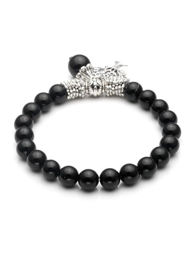 8MM Black Amethyst Natural Gemstone Life Tree Lucky Charm Stretch Bracelet  - Image 2
