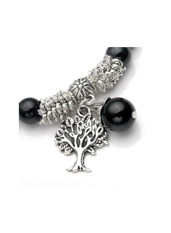 8MM Black Amethyst Natural Gemstone Life Tree Lucky Charm Stretch Bracelet  - Image 5