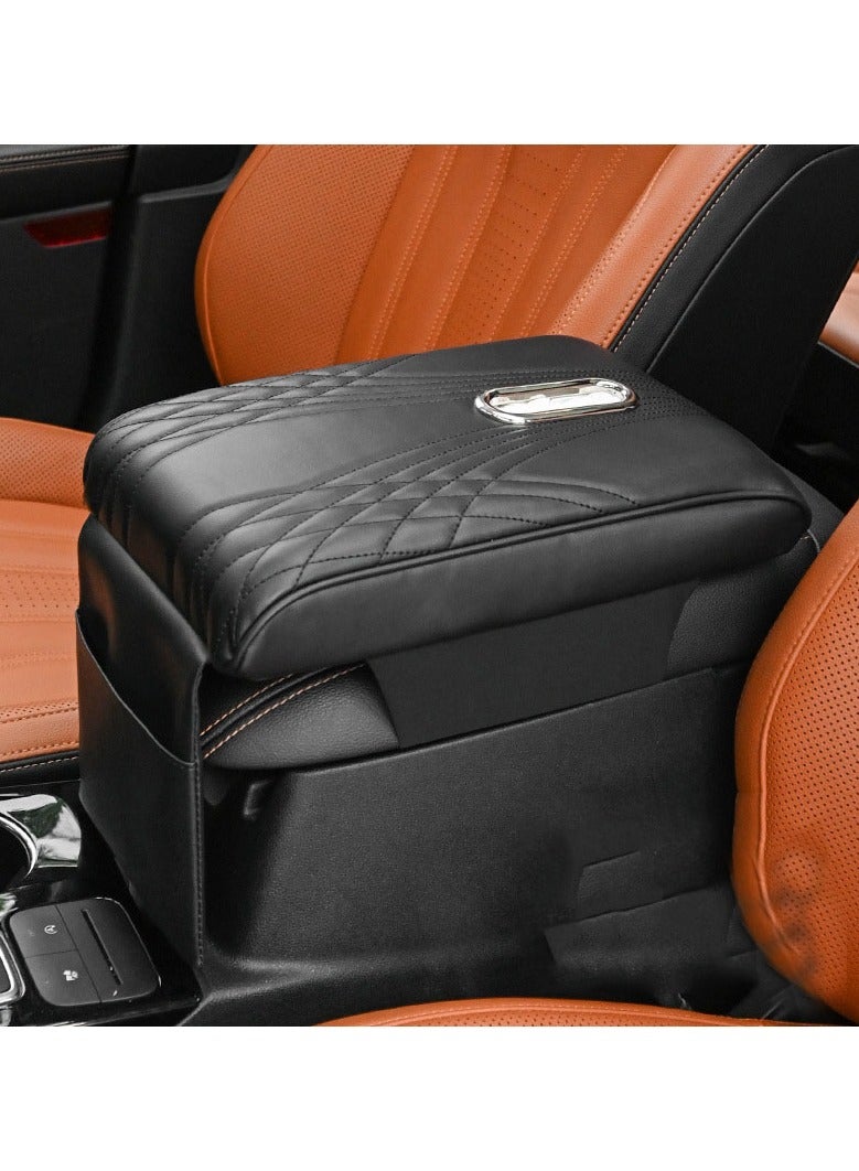 Generic Leather Car Center Console Cover with Tissue Holder and Pockets Universal Car Accessory  - Image 1