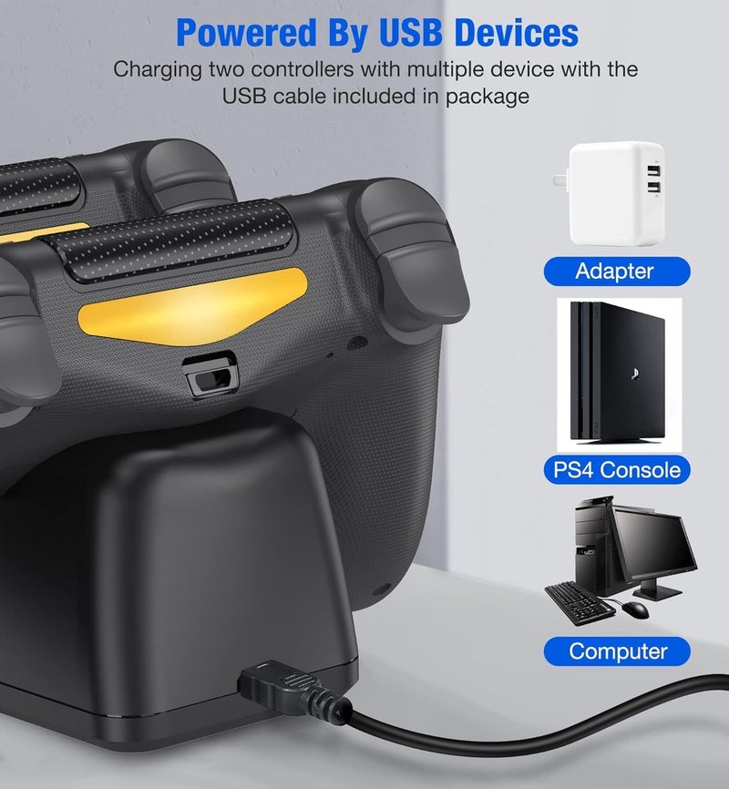 SCIENISH PS4 Dual Shock Controller Dual USB Charging Charger Docking Station for PS4/PS4 Slim/PS4 Pro Controller - Image 4