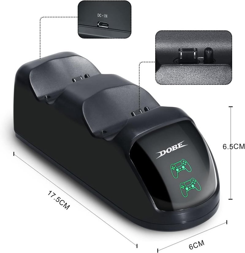 SCIENISH PS4 Dual Shock Controller Dual USB Charging Charger Docking Station for PS4/PS4 Slim/PS4 Pro Controller - Image 2