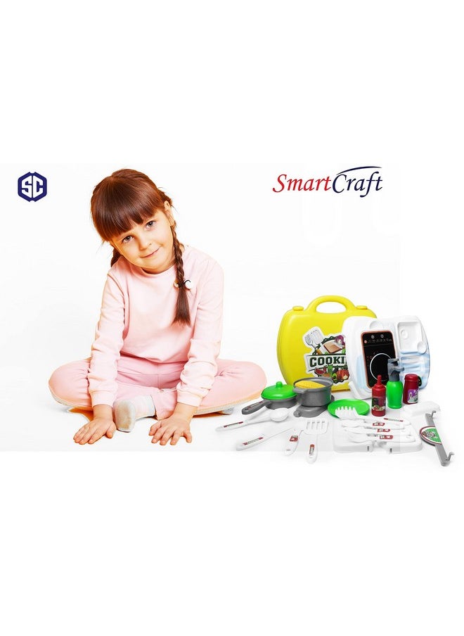 Smartcraft Ultimate Kid Chef Bring Along Kitchen Cooking Suitcase (27 Pieces) Luxury Kitchen Set Cooking Toy With Briefcase Kitchen Food Play Set For Girls & Boys (New)-Made In India  - Image 5