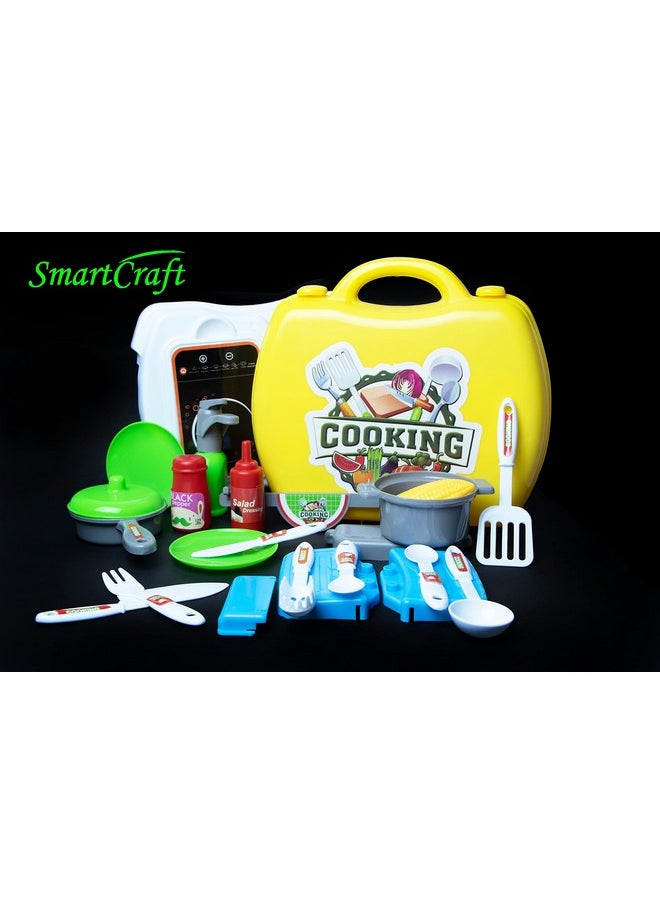 Smartcraft Ultimate Kid Chef Bring Along Kitchen Cooking Suitcase (27 Pieces) Luxury Kitchen Set Cooking Toy With Briefcase Kitchen Food Play Set For Girls & Boys (New)-Made In India  - Image 2