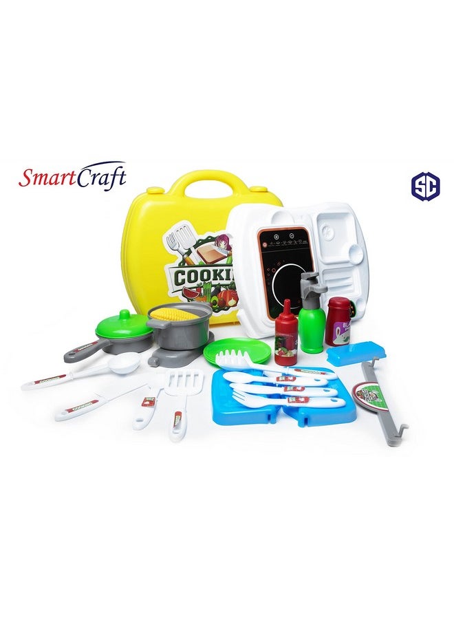 Smartcraft Ultimate Kid Chef Bring Along Kitchen Cooking Suitcase (27 Pieces) Luxury Kitchen Set Cooking Toy With Briefcase Kitchen Food Play Set For Girls & Boys (New)-Made In India  - Image 4