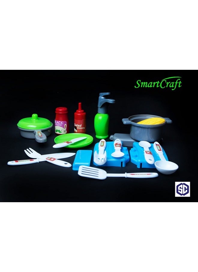 Smartcraft Ultimate Kid Chef Bring Along Kitchen Cooking Suitcase (27 Pieces) Luxury Kitchen Set Cooking Toy With Briefcase Kitchen Food Play Set For Girls & Boys (New)-Made In India  - Image 3