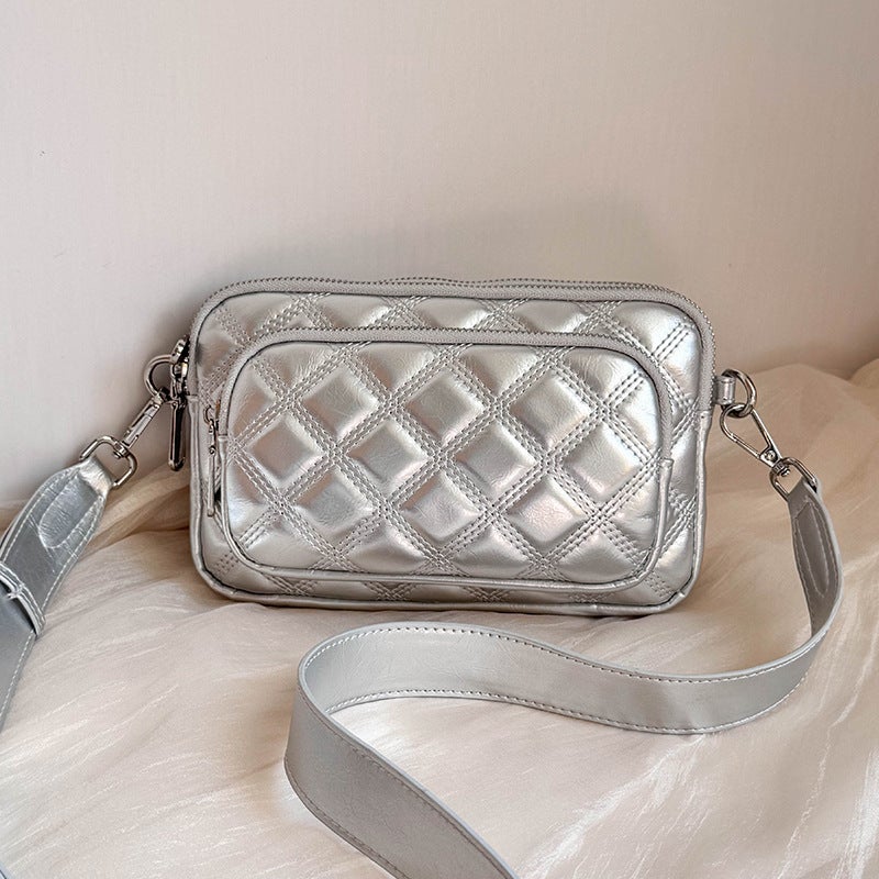 Diamond Quilted Chain Crossbody Bag - Image 1