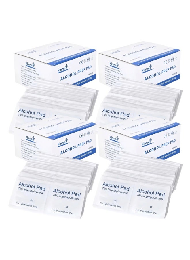 Kinmed 200pcs Alcohol Prep Pads Medical Isopropyl Alcohol Pads Sterile Alcohol Prep Pad Alcohol Wipes Swabs Wounds Sterilization(4 -pack) - Image 1