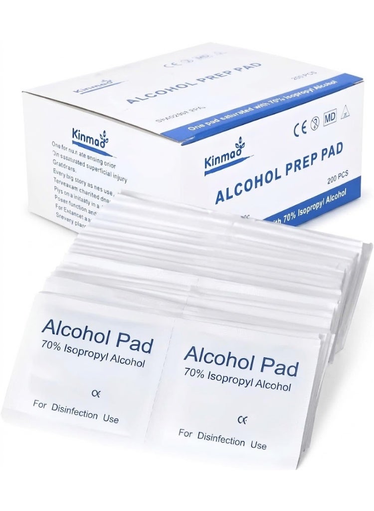 Kinmed 200pcs Alcohol Prep Pads Medical Isopropyl Alcohol Pads Sterile Alcohol Prep Pad Alcohol Wipes Swabs Wounds Sterilization(4 -pack) - Image 3