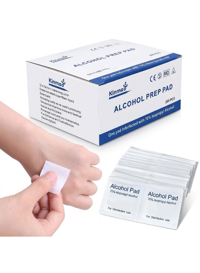 Kinmed 200pcs Alcohol Prep Pads Medical Isopropyl Alcohol Pads Sterile Alcohol Prep Pad Alcohol Wipes Swabs Wounds Sterilization(4 -pack) - Image 4