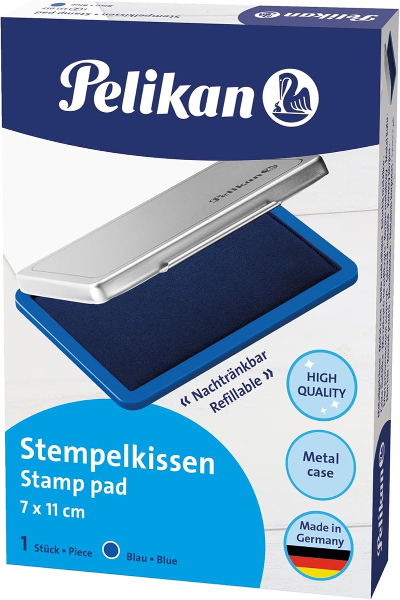 Pelikan 331017 Ink Pad for Stamps, Blue and Metal, 70 x 110 mm, Medium Size - Image 3