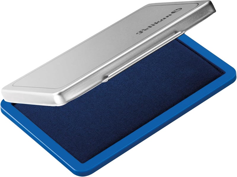 Pelikan 331017 Ink Pad for Stamps, Blue and Metal, 70 x 110 mm, Medium Size - Image 1