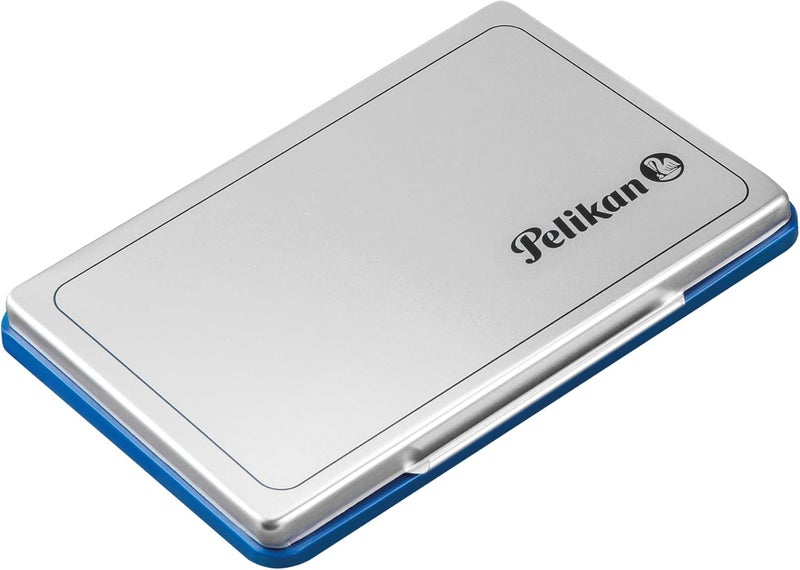 Pelikan 331017 Ink Pad for Stamps, Blue and Metal, 70 x 110 mm, Medium Size - Image 2