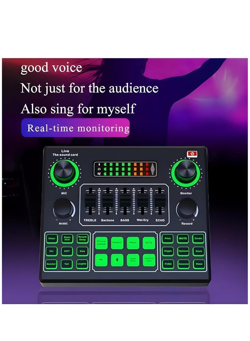 Sound Card V9, Live Broadcast Sound Card, External Stereo Audio Mixer Broadcast Metal Frosted Body Easy Operation,Bluetooth Sound Mixer Live Sound Card For Streaming and Games - Image 3