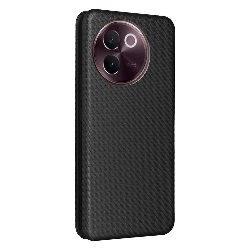 HuHa Case Cover For vivo V30e Carbon Fiber Texture Flip Leather Phone Case(Black) - Image 3