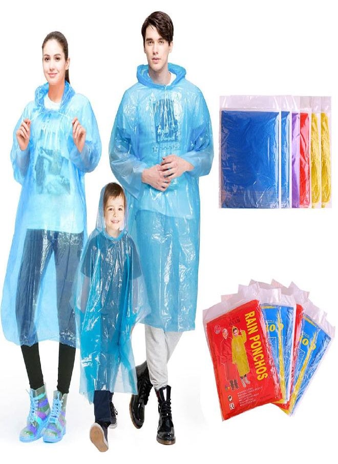 INNOCHEER INNOCHEER Rain Ponchos Family Pack of 12, Disposable Emergency Raincoat for Kids and Adults Camping Hiking Outdoors Activities (Multicolour 12PCS)  - Image 1