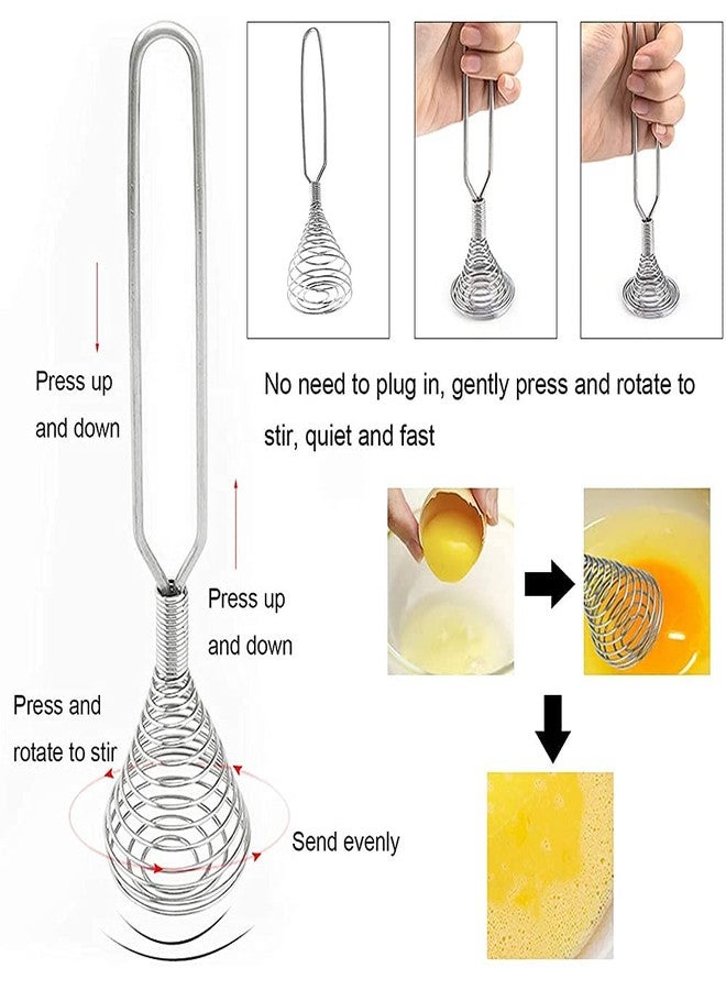 GONIPIMI 1 Pcs 8 Inch Stainless Steel Spring Whisk Mini French Spring Coil Whisks Egg Whisk Wire Whip Cream Beater Kitchen Utensils for Stirring, Baking and Cooking (Silver)-EG10 - Image 5