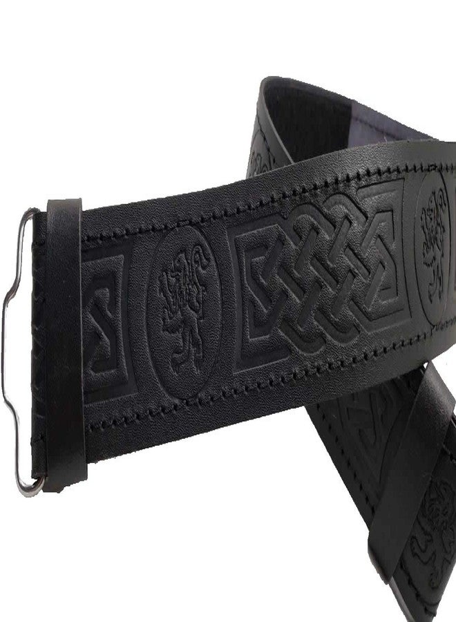 AAR mens Kilt Leather Black Embossed Design Scottish Highland Belt, Rampant Lion, Large - Image 3