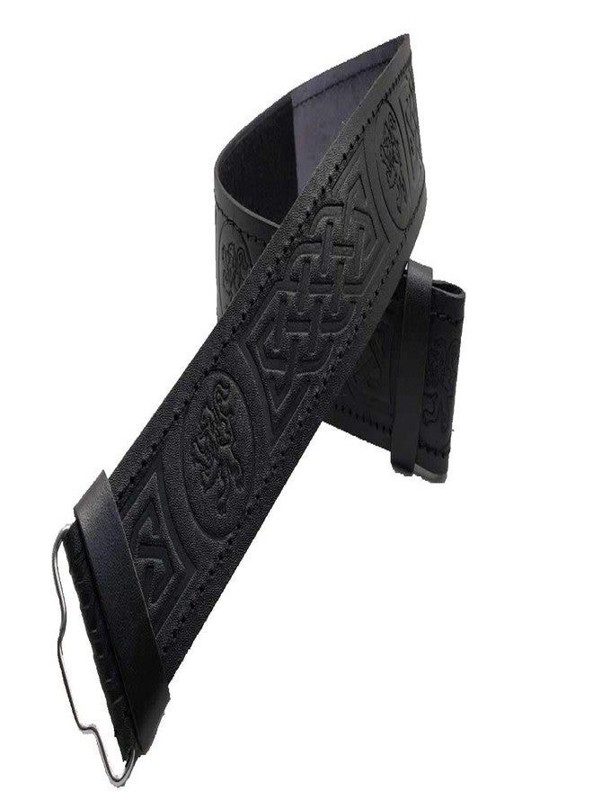 AAR mens Kilt Leather Black Embossed Design Scottish Highland Belt, Rampant Lion, Large - Image 4