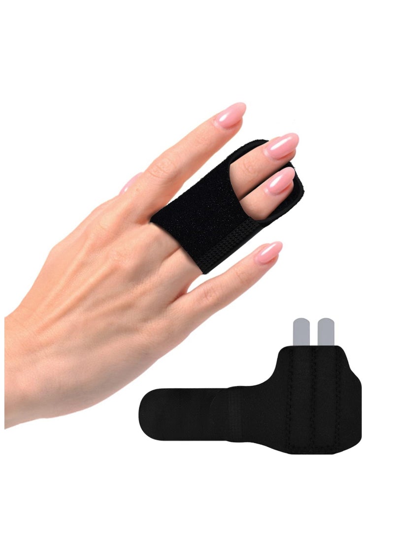SYOSI 2 Pcs Finger Splints, Compression Elastic Finger Wrap Strap with 2 Metal Bars, Adjustable Trigger Finger Brace, Mallet Finger Support for Arthritis Pain, Sport Injuries - Image 1