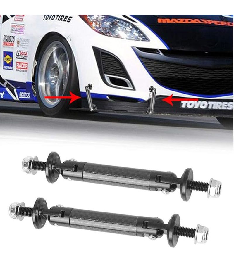 2Pcs Front Bumper Shock Absorber Support Rod Kit Universal Carbon Grain Golden Color 13cm - Image 1